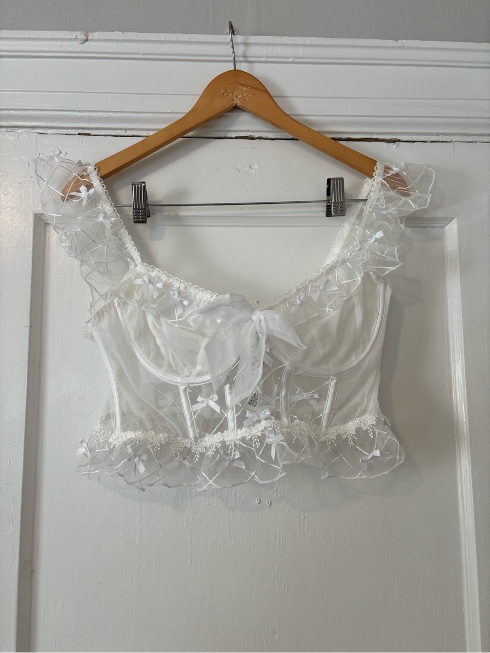 For Love and Lemons Fiorella White Bustier Size L - Picture 3 of 6
